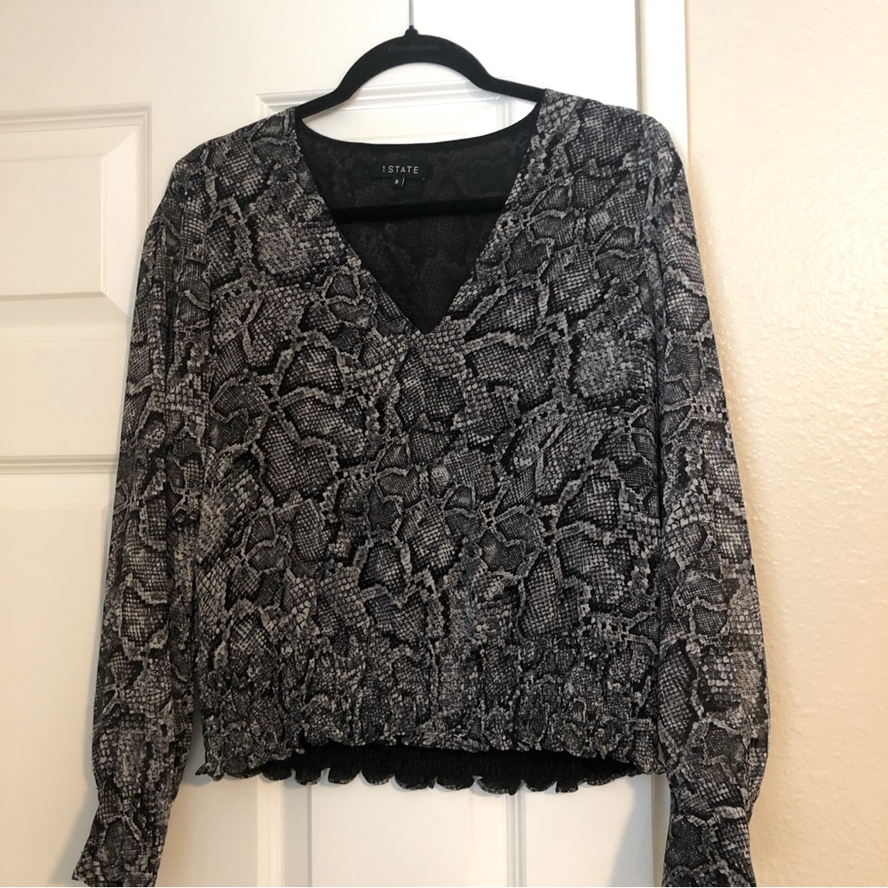 1.State snakeskin print blouse
